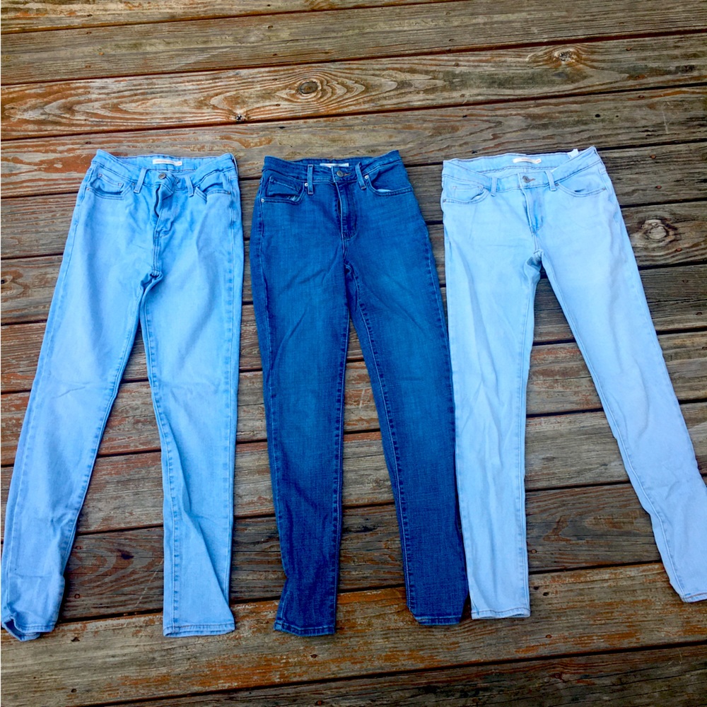 Three Pairs: Like New High Rise Skinny Levi Jeans Size 26